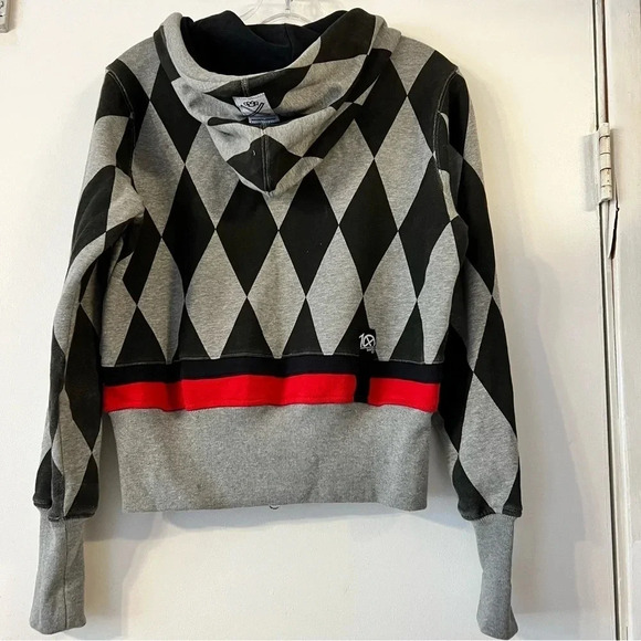 10.Deep Pattern Diamond Zip Up Sweater Hoodie Black Gray Streetwear Small - Picture 4 of 11